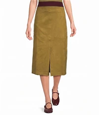 Lucy Paris Lindsay Suede Pencil Midi Skirt