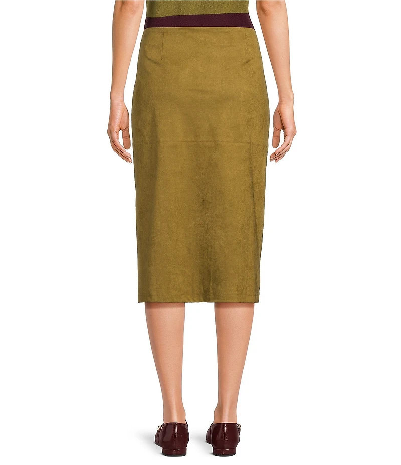 Lucy Paris Lindsay Suede Pencil Midi Skirt