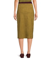 Lucy Paris Lindsay Suede Pencil Midi Skirt