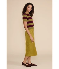 Lucy Paris Lindsay Suede Pencil Midi Skirt