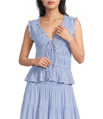 Lucy Paris Livia Smocked V-Neck Sleeveless Coordinating Top