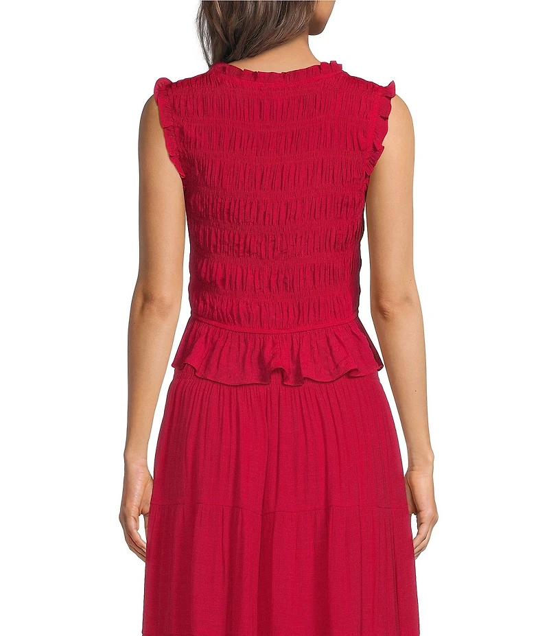 Lucy Paris Livia Smocked V-Neck Sleeveless Coordinating Top