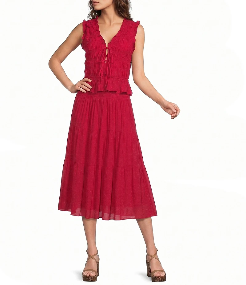 Lucy Paris Livia Smocked V-Neck Sleeveless Coordinating Top