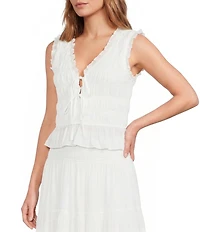 Lucy Paris Livia Smocked V-Neck Sleeveless Coordinating Top