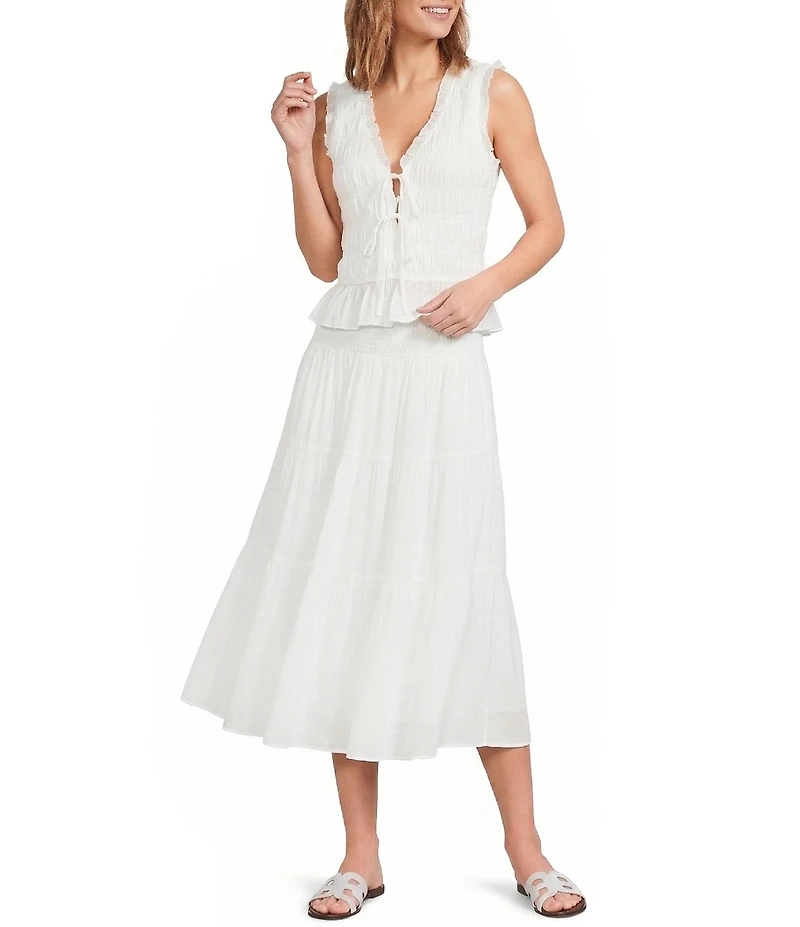 Lucy Paris Livia Smocked V-Neck Sleeveless Coordinating Top