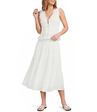 Lucy Paris Livia Smocked V-Neck Sleeveless Coordinating Top