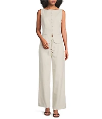 Lucy Paris Logan Tie Front Wide-Leg Coordinating Pants