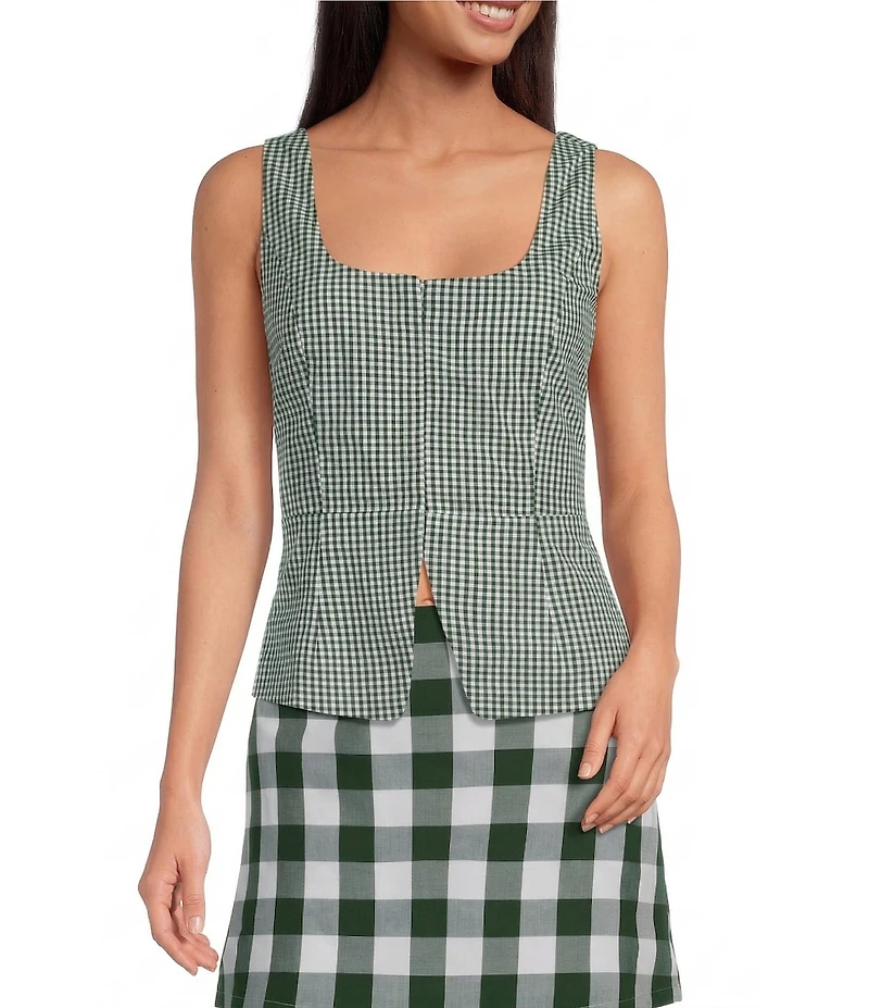 Lucy Paris Ludlow Gingham Print Square Neck Sleeveless Coordinating Vest Top