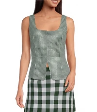 Lucy Paris Ludlow Gingham Print Square Neck Sleeveless Coordinating Vest Top