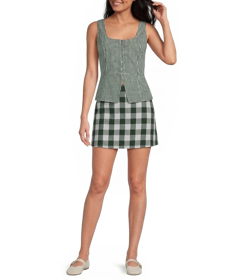 Lucy Paris Ludlow Gingham Print Square Neck Sleeveless Coordinating Vest Top