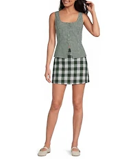 Lucy Paris Ludlow Gingham Print Square Neck Sleeveless Coordinating Vest Top