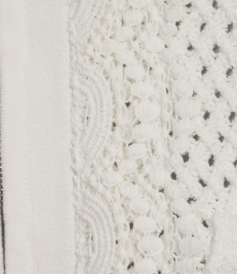 Lucy Paris Lydia Crochet Round Neck Short Sleeve Zip Up Jacket Top