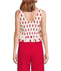 Lucy Paris Maeve Polka Dot Boat Neck Sleeveless Smocked Poplin Top