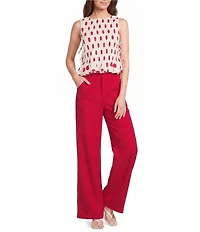 Lucy Paris Maeve Polka Dot Boat Neck Sleeveless Smocked Poplin Top