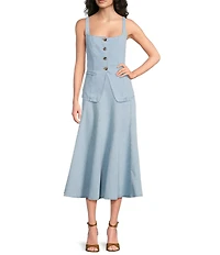 Lucy Paris Maevie Square Neck Sleeveless Coordinating Denim Vest Top