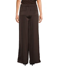 Lucy Paris Maisy High Rise Wide Leg Satin Pant
