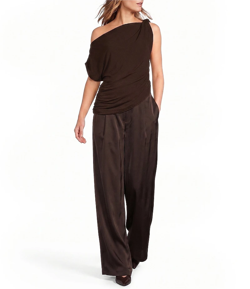 Lucy Paris Maisy High Rise Wide Leg Satin Pant