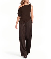 Lucy Paris Maisy High Rise Wide Leg Satin Pant