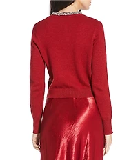 Lucy Paris Marge Crystal Embellished Crew Neck Long Sleeve Cardigan