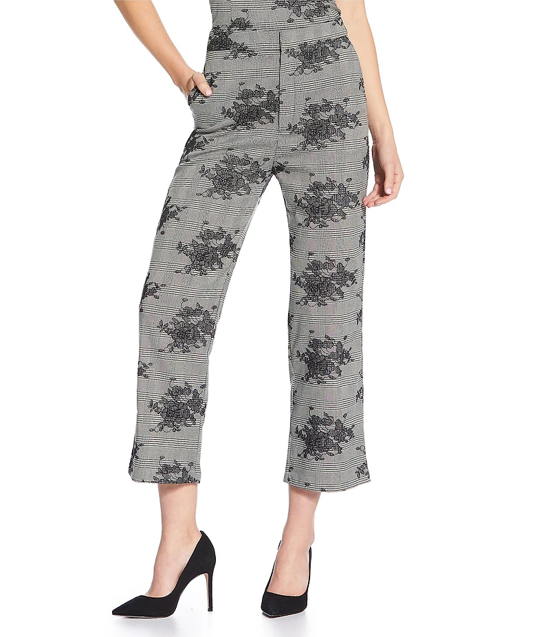 Lucy Paris Maria Embroidered Straight Leg Flat Front Pants