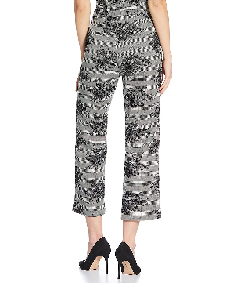 Lucy Paris Maria Embroidered Straight Leg Flat Front Pants
