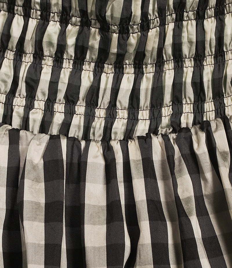 Lucy Paris Maria Gingham Print Boat Neck Sleeveless Fit and Flare Mini Dress