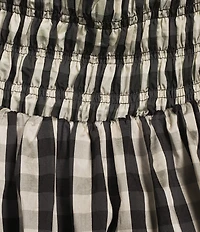 Lucy Paris Maria Gingham Print Boat Neck Sleeveless Fit and Flare Mini Dress