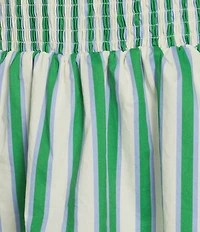 Lucy Paris Merrit Striped Boat Neck Sleeveless Peplum Smocked Midi Dress