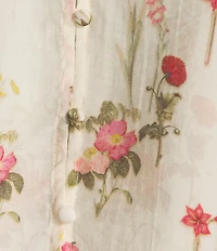Lucy Paris Olivia Floral Print V-Neck Ruffle Trim Button Front Coordinating Blouse