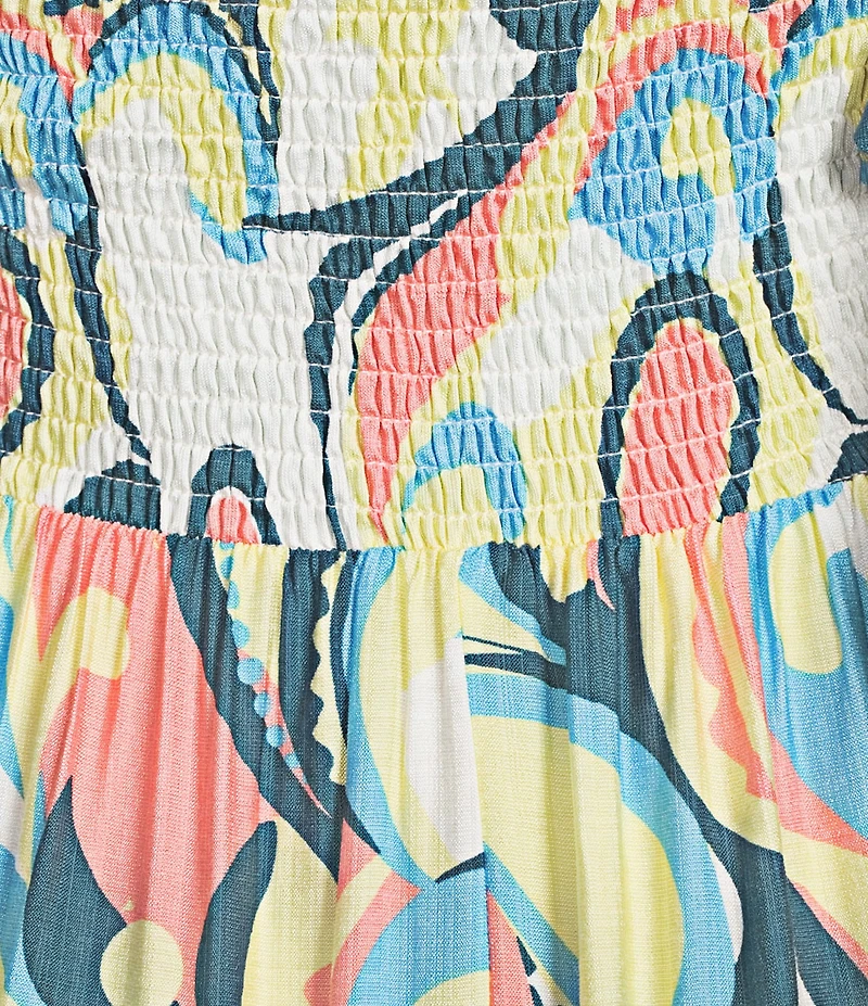 Lucy Paris Ophelia Printed Off-the-Shoulder Halter Neck Tie Midi Dress