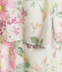 Lucy Paris Petite Mazie Floral Print Sweetheart Neck Sleeveless Tiered Midi Dress