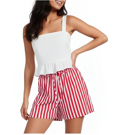 Lucy Paris Petite Size Bella Square Neck Sleeveless Peplum Top