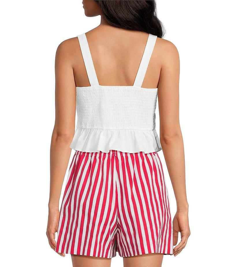 Lucy Paris Petite Size Bella Square Neck Sleeveless Peplum Top