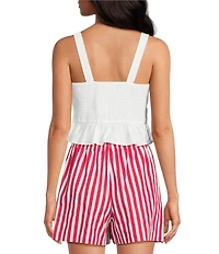 Lucy Paris Petite Size Bella Square Neck Sleeveless Peplum Top