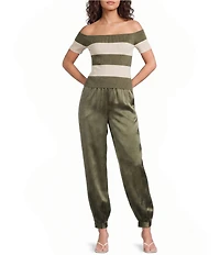 Lucy Paris Petite Size Sam Bubble Hem Pull-On Satin Pants