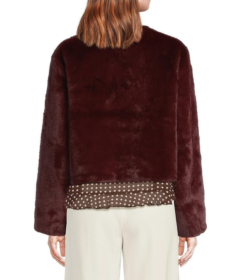 Lucy Paris Plaza Faux Fur V-Neck Long Sleeve Jacket