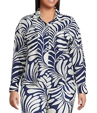 Lucy Paris Plus Carlen Coordinating Printed Long-Sleeve Cargo-Pocket Blouse