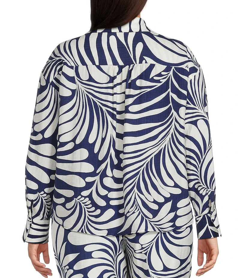 Lucy Paris Plus Carlen Coordinating Printed Long-Sleeve Cargo-Pocket Blouse