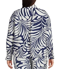 Lucy Paris Plus Carlen Coordinating Printed Long-Sleeve Cargo-Pocket Blouse