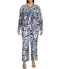 Lucy Paris Plus Carlen Coordinating Printed Long-Sleeve Cargo-Pocket Blouse