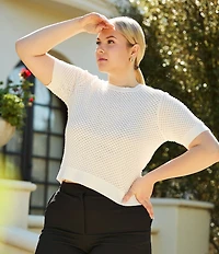 Lucy Paris Plus Elise Short Sleeve Sweater Knit Top