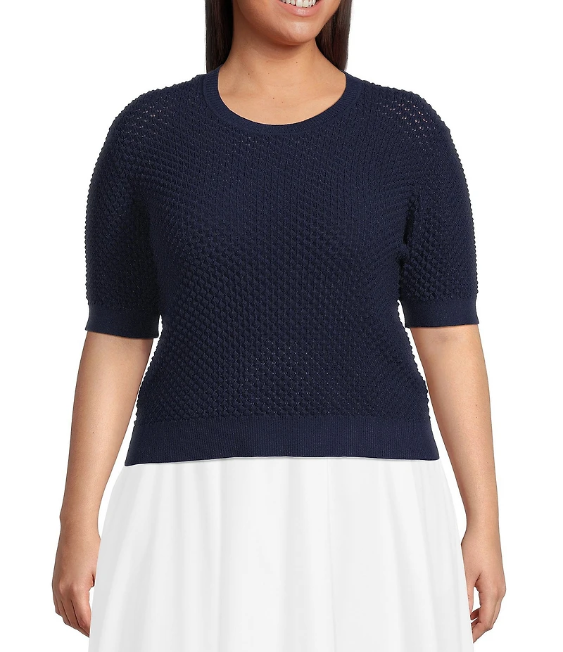 Lucy Paris Plus Elise Short Sleeve Sweater Knit Top