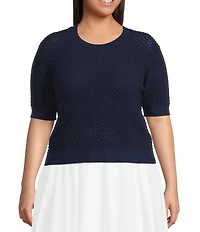 Lucy Paris Plus Elise Short Sleeve Sweater Knit Top