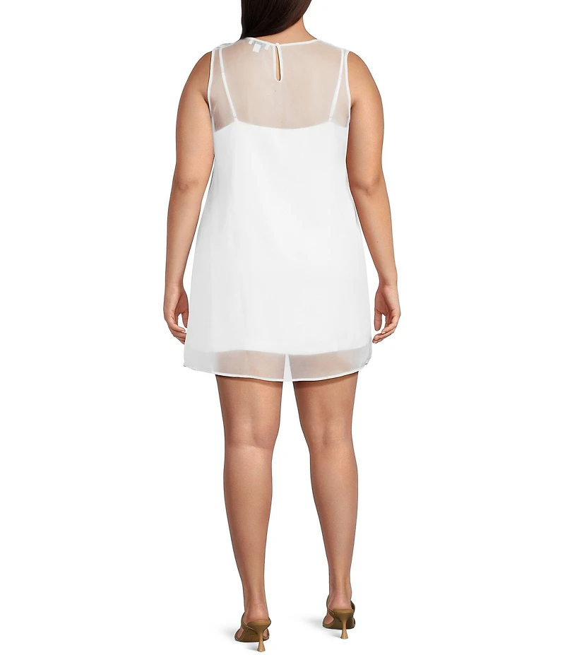 Lucy Paris Plus Kenia Floral Applique Sleeveless Mini Shift Dress