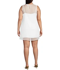 Lucy Paris Plus Kenia Floral Applique Sleeveless Mini Shift Dress