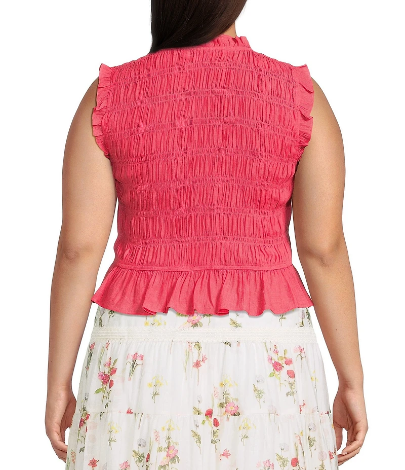 Lucy Paris Plus Livia Smocked Ruffle Short Sleeve Blouse