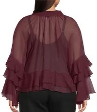 Lucy Paris Plus Long Sleeve Woven Kyle Ruffle Top