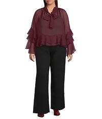 Lucy Paris Plus Long Sleeve Woven Kyle Ruffle Top