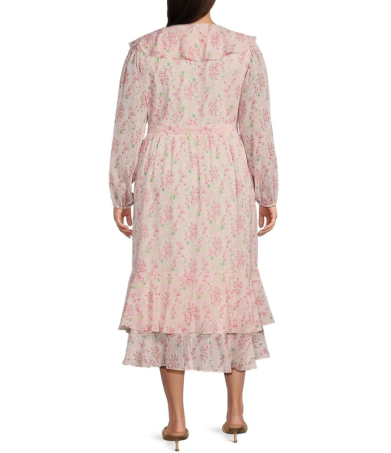 Lucy Paris Plus Naella Floral Printed Faux-Wrap Midi Dress