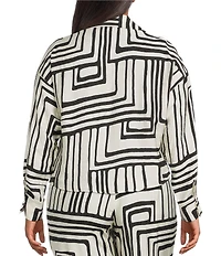 Lucy Paris Plus Rue Button Down Tie Front Printed Coordinating Blouse